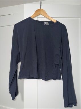H&M Navy Long-Sleeve Crewneck Top